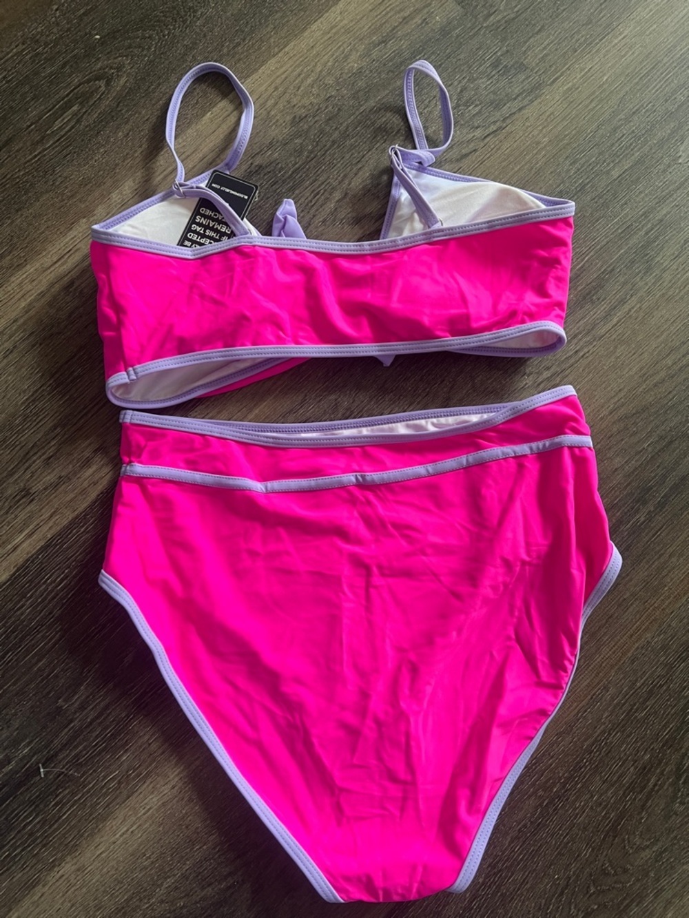 (12) NWT Blooming Jelly Hot Pink One-Piece Swimsuit with Lavender Trim - Picture 4 of 4